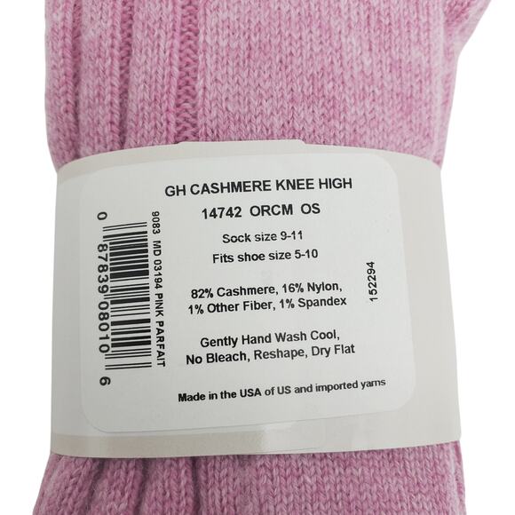 NEW Garnet Hill Socks Knee High 9-11 Pink Parfait 82% Cashmere Warm Holiday Gift - Picture 4 of 5